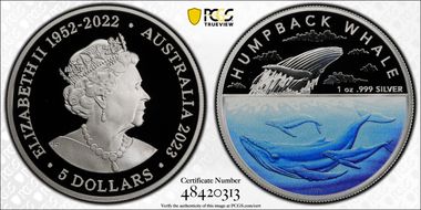 2023 $5 Humpback Whale Colorized PR69DCAM