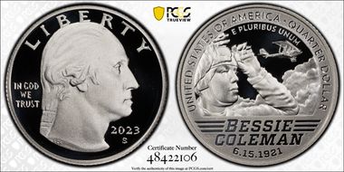 2023-S 25C Bessie Coleman-Silver First Strike PR70DCAM