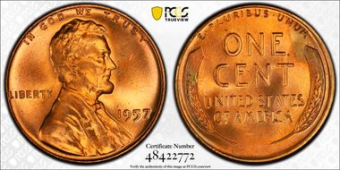 1957 1C MS66RD