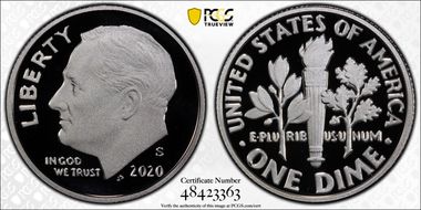 2020-S 10C Silver PR70DCAM