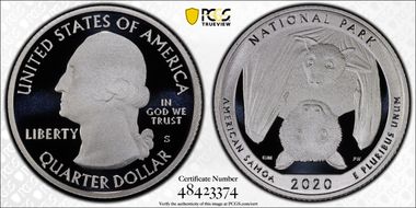 2020-S 25C American Samoa NP - Silver PR70DCAM