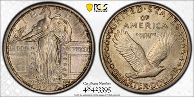 1917-D 25C Type 1 DDR FS-801 AU58FH