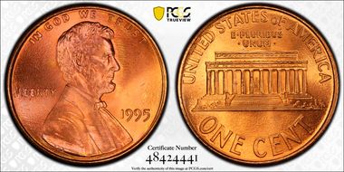 1995 1C Doubled Die Obverse MS67RD