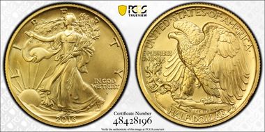 2016-W 50C 100th Anniversary Gold SP69