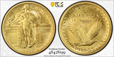 2016-W 25C 100th Anniversary Gold SP70