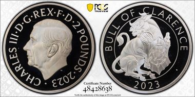 2023 £2 Bull of Clarence 1oz Ag The Tudor Beasts PR69DCAM