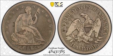 1853 50C WB-101, Arrows and Rays F12