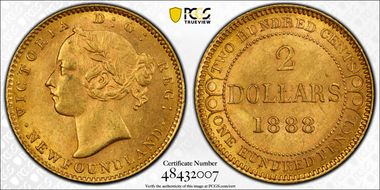 1888 $2 D-3 Dot L&R of NFLD MS62