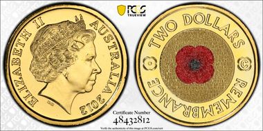 2012-C $2 Remembrance Day Colorized MS68