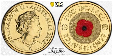 2022-C $2 Remembrance Day Colorized MS68