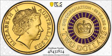 2013-C $2 Coronation Colorized MS68