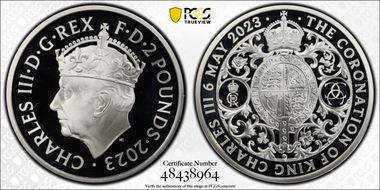 2023 £2 Coronation of Charles III Ag Royal Arms PR69DCAM