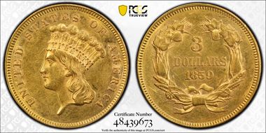 1859 $3 AU58