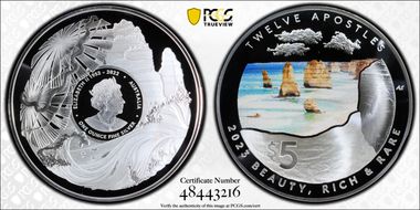 2023 $5 Twelve Apostles Domed Colorized Ag PR70DCAM