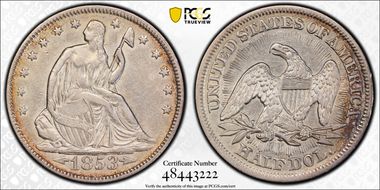1853 50C Arrows & Rays N1