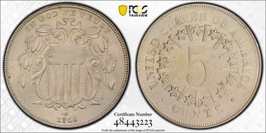 1866 5C Rays MS64