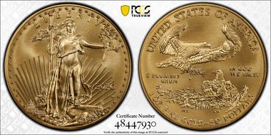 2020-W $50 Burnished Gold Eagle SP70