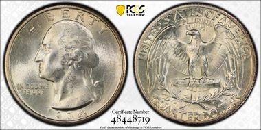 1934 25C Medium Motto MS63