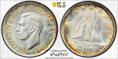 1943 10C MS65