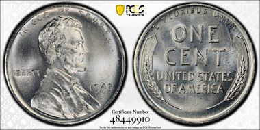 1943-S 1C MS68