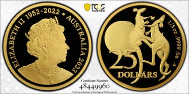 2023 $25 Kangaroos-Fighting Spirit 1/5oz Au PR70DCAM