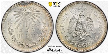 1925-M Peso KM-455  Ag MS63
