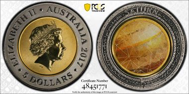 2017 $5 Planetary Coins Saturn Colorized MS69