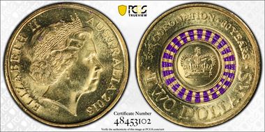 2013 $2 Coronation Colorized MS65