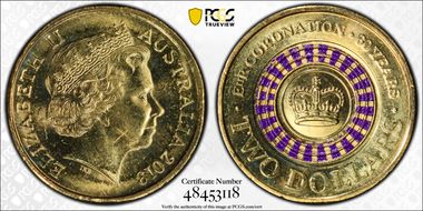 2013 $2 Coronation Colorized MS65