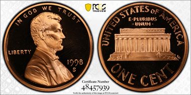 1998-S 1C Close AM, FS-901 PR69DCAM