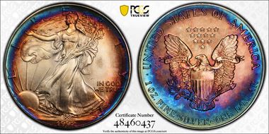 1992 $1 Silver Eagle MS68