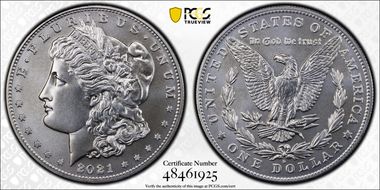 2021-D $1 Morgan Dollar 100th Anniversary MS70