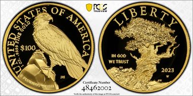 2023-W $100 American Liberty High Relief .9999 Fine PR70DCAM