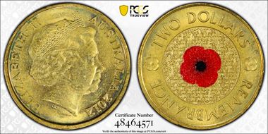 2012 $2 Remembrance Day Colorized MS64