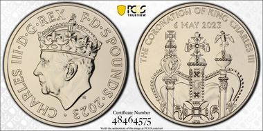 2023 £5 Coronation of Charles III CuNi MS69