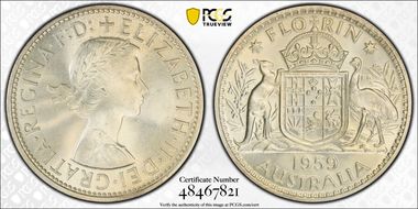 1959(m) Florin KM-60  Ag MS65
