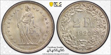 1920 B 2 Fr KM-21  Ag MS63