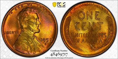 1957-D 1C MS65RB