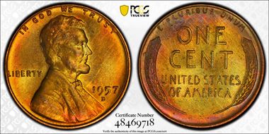 1957-D 1C MS65RB