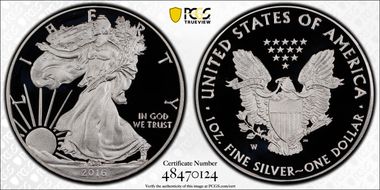 2016-W $1 Silver Eagle 30th Anniversary Lettered Edge PR70DCAM
