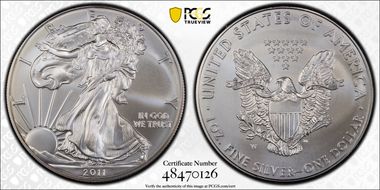 2011-W $1 Burnished Silver Eagle SP70