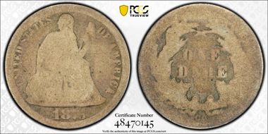 1875-CC 10C Mintmark Below Bow AG3