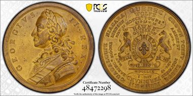 (1759) AE Medal Betts-418, British Victories MS63