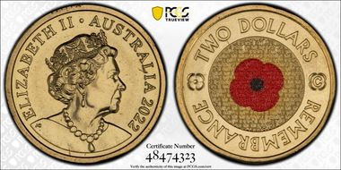 2022-C $2 Remembrance Day Colorized MS68