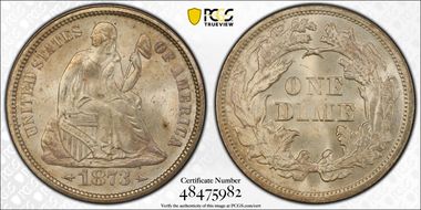 1873 10C Arrows MS65