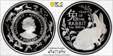 2023 $5 Year of the Rabbit Domed PR70DCAM