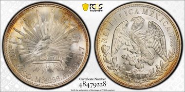 1898-Mo AM Peso Restrike KM-409.2 MS65