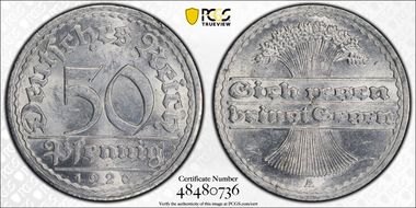 1920-A 50 Pfg J-301 MS63