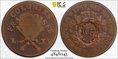 1767-A Sou 1793 "RF" Counterstamp VF25BN