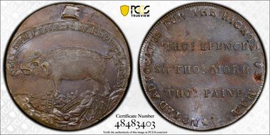 (c.1790) Tk 1/2D DH-842b Middlesex, Spence's MS62BN